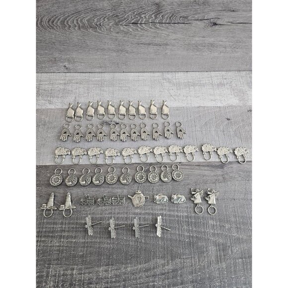 Lot Of 57 Pewter Signed Brooch Barker Cats Lighthouse Angels 90s Estate Lot #28